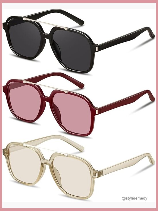 Retro Aviator Sunglasses with UV Protection Plastic Frame main image 5